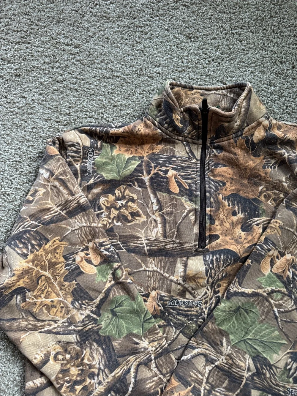 Cabela's Camo Zip-Up Sweater in Brown, Green, Tan